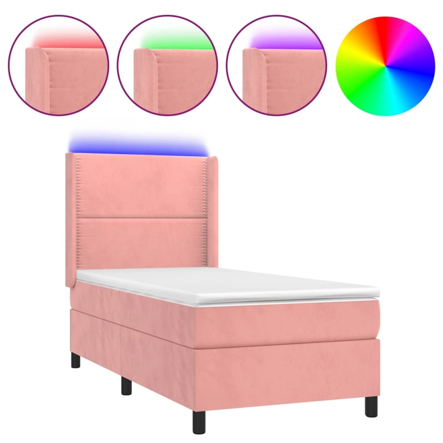 vidaXL Boxspringbett mit Matratze & LED Rosa 80x200 cm Samt 3139474 günstig online kaufen