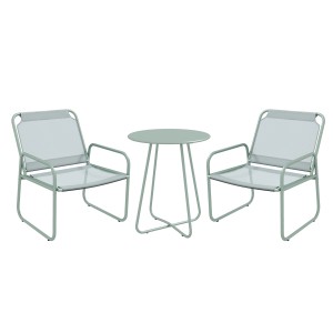 Outsunny Bistro Set, 3-teilig, Stahl/Mesh, grün. Gartenmöbel für Terrasse und Balkon.