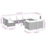 vidaXL Garten-Sofagarnitur, 10-teilig, schwarz, Poly Rattan mit Maßen