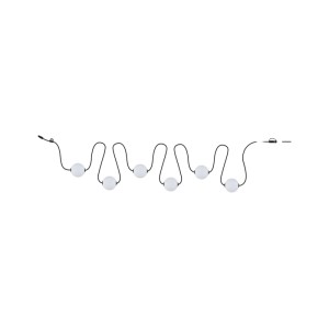 Paulmann Naima Plug & Shine LED-Lichterkette, 6 weiße Kugeln, schwarzes Kabel, 5,88 m.