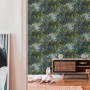 Wohnraum mit A.S. Création Vliestapete Dschungel Palmen Grün Blau.
