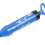 Blauer LUX Abflussreiniger Classic mit Griff und Saugnapf zur Rohrreinigung.