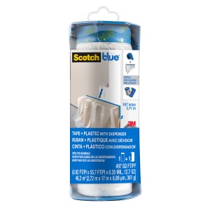 ScotchBlue Malerabdeckfolie mit Klebeband im Spender 2,72 m x 17 m Blau