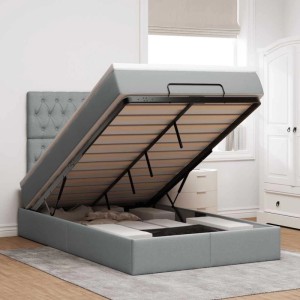 vidaXL Ottoman-Bett mit Matratze Hellgrau 120x200 cm Stoff 3313230