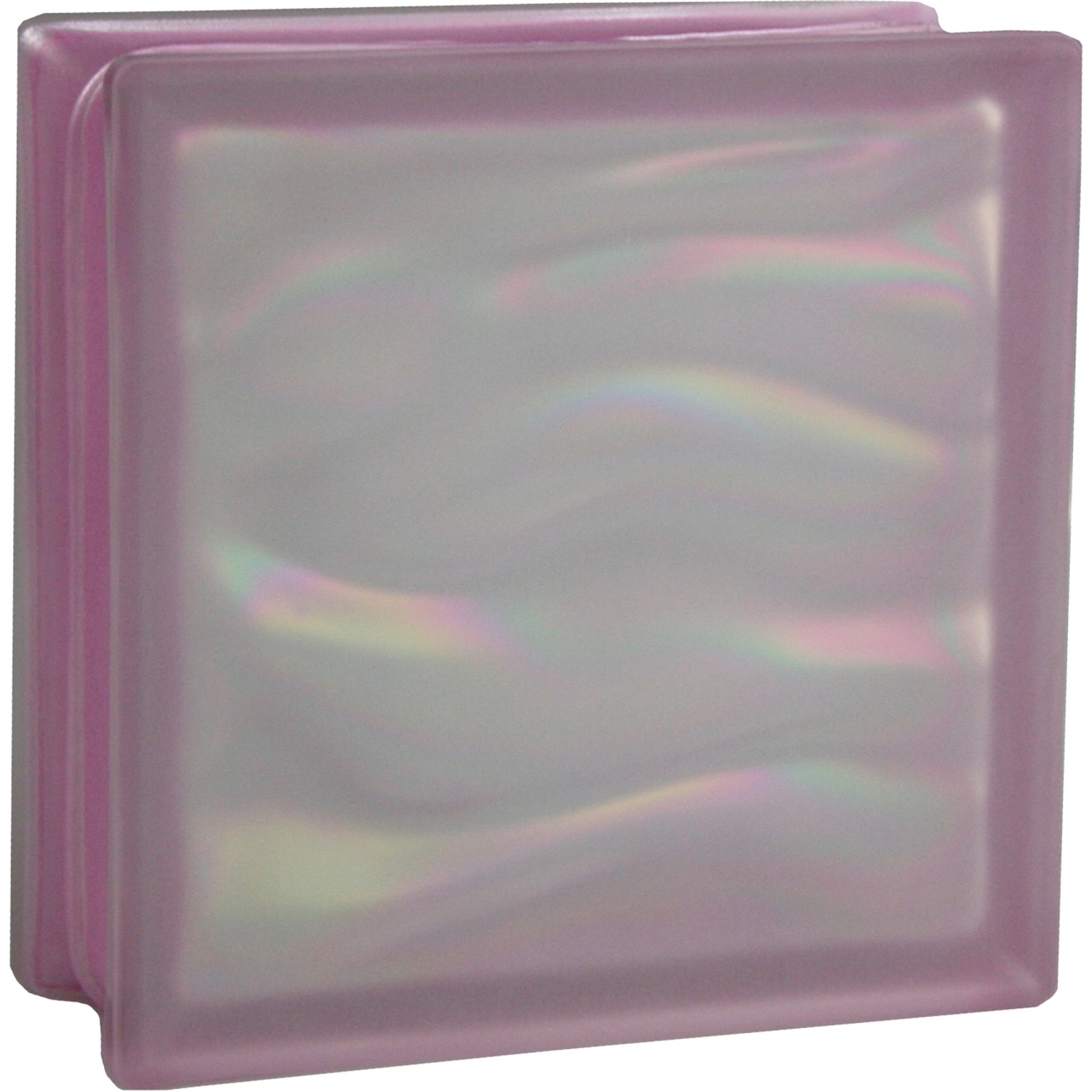 BM Glasstein Aqua Perlmutt Amethyst 2-Seitig Satiniert 19 cm x 19 cm x 8 cm