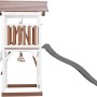 Axi Beach Tower Spielturm mit Doppelschaukel, braun-weiß mit grauer Rutsche.