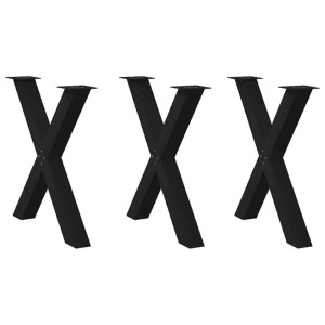 vidaXL Esstischbeine, 3er Set, X-Form, schwarz, Stahl, 70x72 cm. Möbelbeine für Esstische.