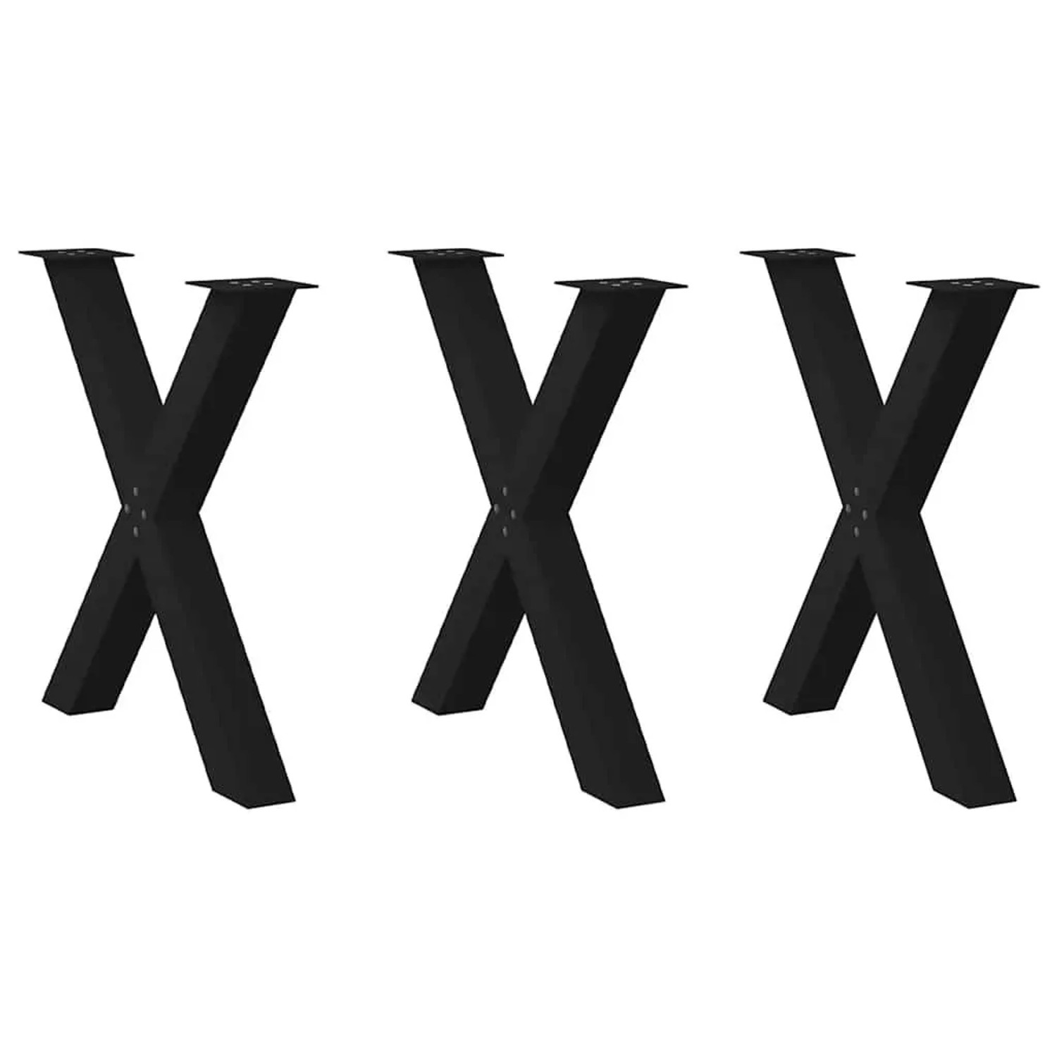 vidaXL Esstischbeine X-Form 3 Stk Schwarz 70x72-73 cm Stahl 4012988