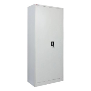 PROREGAL Flügeltürenschrank ELEPHANT Mit 2 Türen Abschließbar HxBxT 180x80x40cm 6 Fächern & Kleiderstange Stahl Pulverbeschichtet Lichtgrau Spind