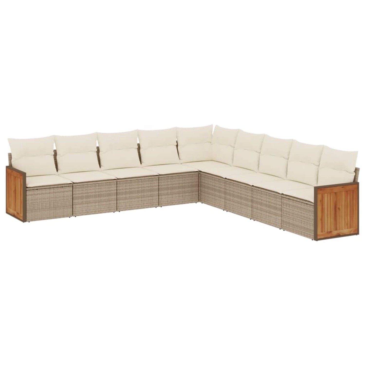 vidaXL 9-Tlg Garten-Sofagarnitur mit Kissen Beige Poly Rattan 3260140 günstig online kaufen