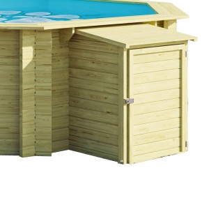 Karibu Technikbox aus Kesseldruckimprägniertem Holz zur Pooltechnik Aufbewahrung.