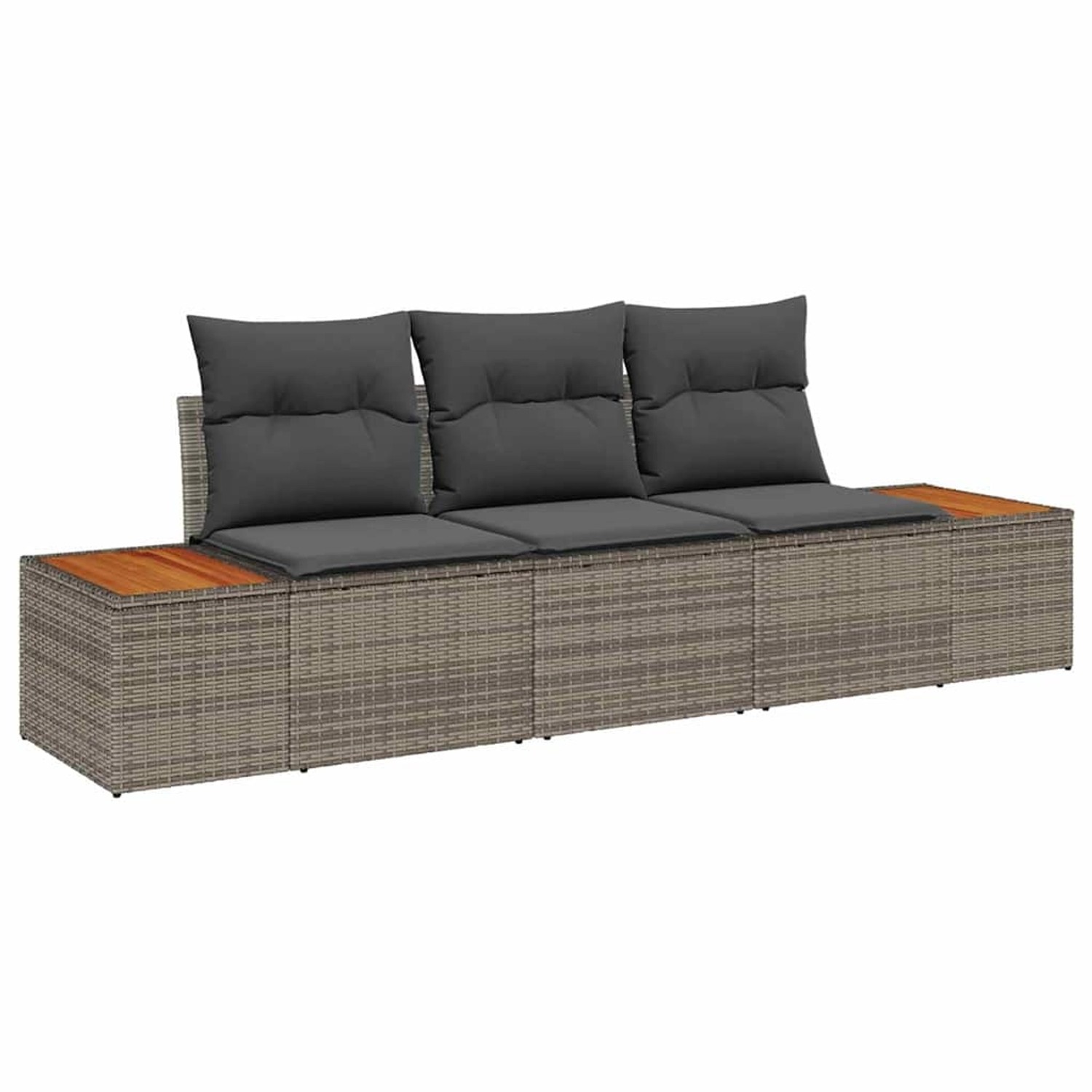 vidaXL Garten-Sofa-Set mit Kissen 3-Tlg Grau Poly Rattan 3348015 günstig online kaufen