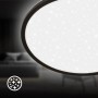 Schwarzes Brilo LED-Panel Slim Sternenhimmel, neutralweiß, Ø 37,5 cm, mit Sterneneffekt.