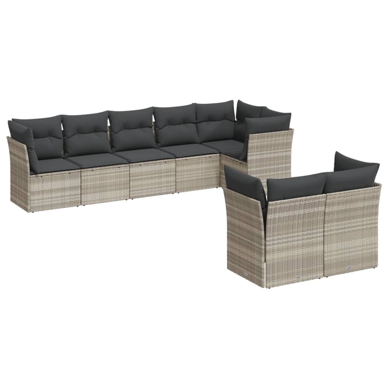 vidaXL 8-Tlg Garten-Sofagarnitur mit Kissen Hellgrau Poly Rattan 3217912 günstig online kaufen
