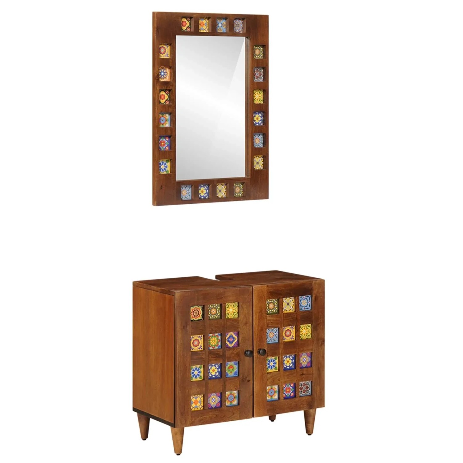 vidaXL Badezimmermöbel-Set Wandmontiert 2-Tlg Walnuss Massivholz Mango 3310 günstig online kaufen