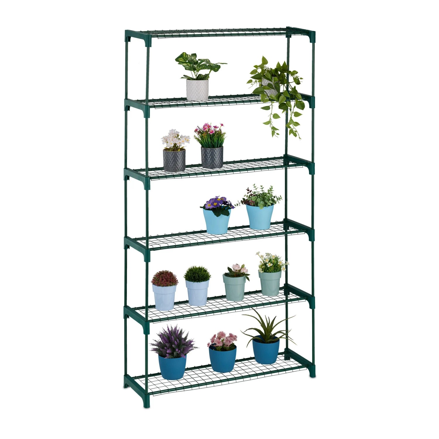 Relaxdays Pflanzenregal Stahl Kunststoff Grün 6 Ablagen 173 cm x 91 cm x 28,5 cm 4,3 kg