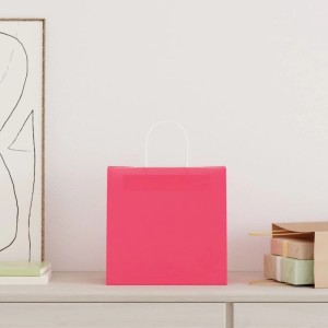 vidaXL Papiertragetaschen 250 Stk mit Henkeln Rosa 54x15x49 cm 4101682
