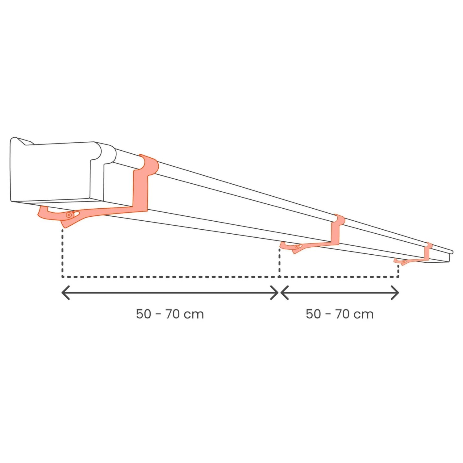 Braune Inefa Kastenrinne (200cm) mit Halterung zur Dachentwässerung.