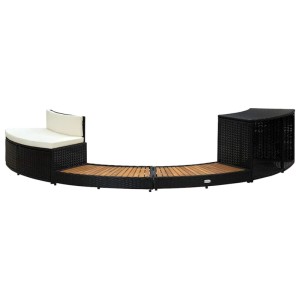 vidaXL Whirlpool-Umrandung Schwarz Poly Rattan & Massivholz Akazie 310092
