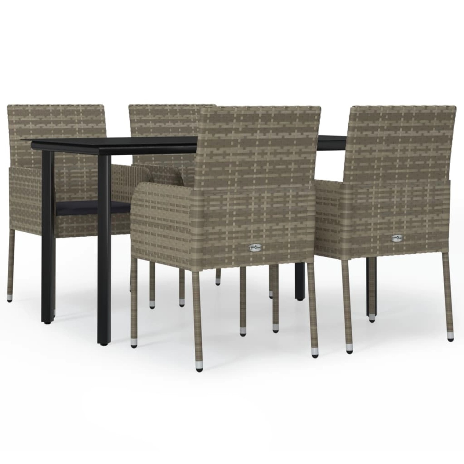 vidaXL 5-Tlg Garten-Essgruppe mit Kissen Schwarz und Grau Poly Rattan 3185163