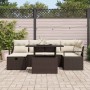 Braunes 7-teiliges vidaXL Garten-Sofa-Set aus Poly Rattan mit Kissen und Stauraum.