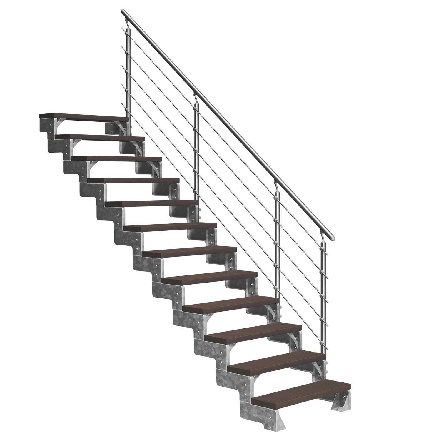 Dolle Außentreppe Gardentop 12 Trimax-Stufen 80 cm Dunkelbraun + Prova-Geländer