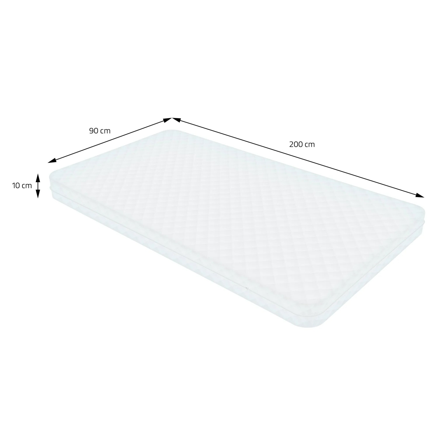 Weiße ML-Design Kindermatratze, 90x200x10 cm, schadstoffgeprüft, für Baby und Junior.