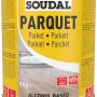 Gelbe Dose Soudal Alkohol-Parkettkleber 69A 5 kg. Schnelltrocknend, hohe Klebkraft für Parkettböden.
