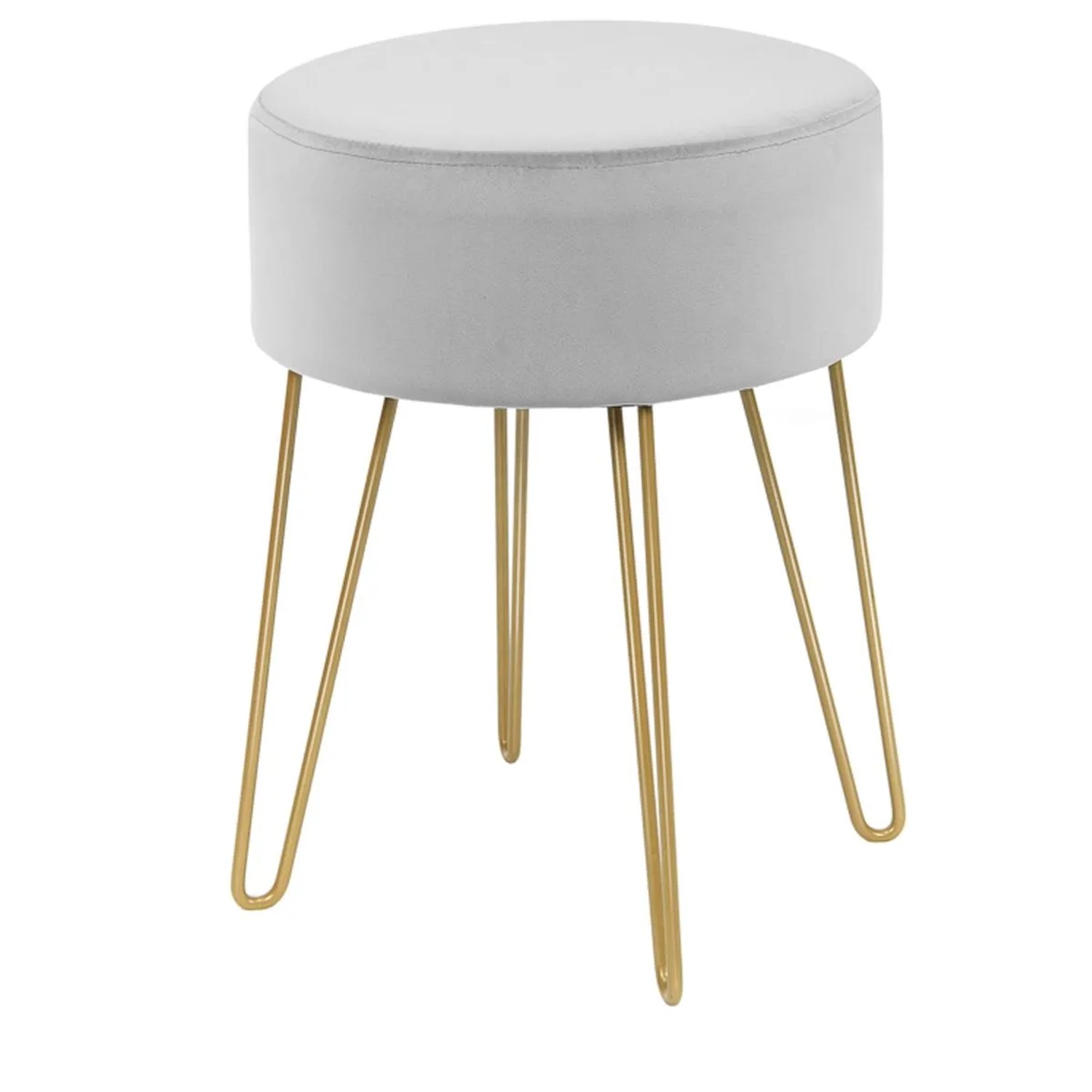Costway Schminkhocker Samt Metallbeine Runder Grau