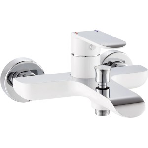 baliv Wannenarmatur WA-5070, Weiß-Chrom, mit Einhebelmischer und Umsteller für Brausefunktion.