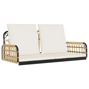 Hängebank aus Rattan und Stahl mit Kissen, braun/schwarz, vidaXL. Ideal für entspannte Stunden im Garten.