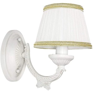 EASYLIGHT Wandleuchte Stoff Metall E14 35 cm Hoch Shabby Weiß Klassisch