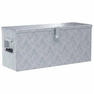 DELUKE Aluminiumbox Mit Deckel Abschließbar Alubox Deichselbox Alu Anhängerbox Werkzeugkiste Transportbox Metallkiste 76,5x26,5x33cm Silber