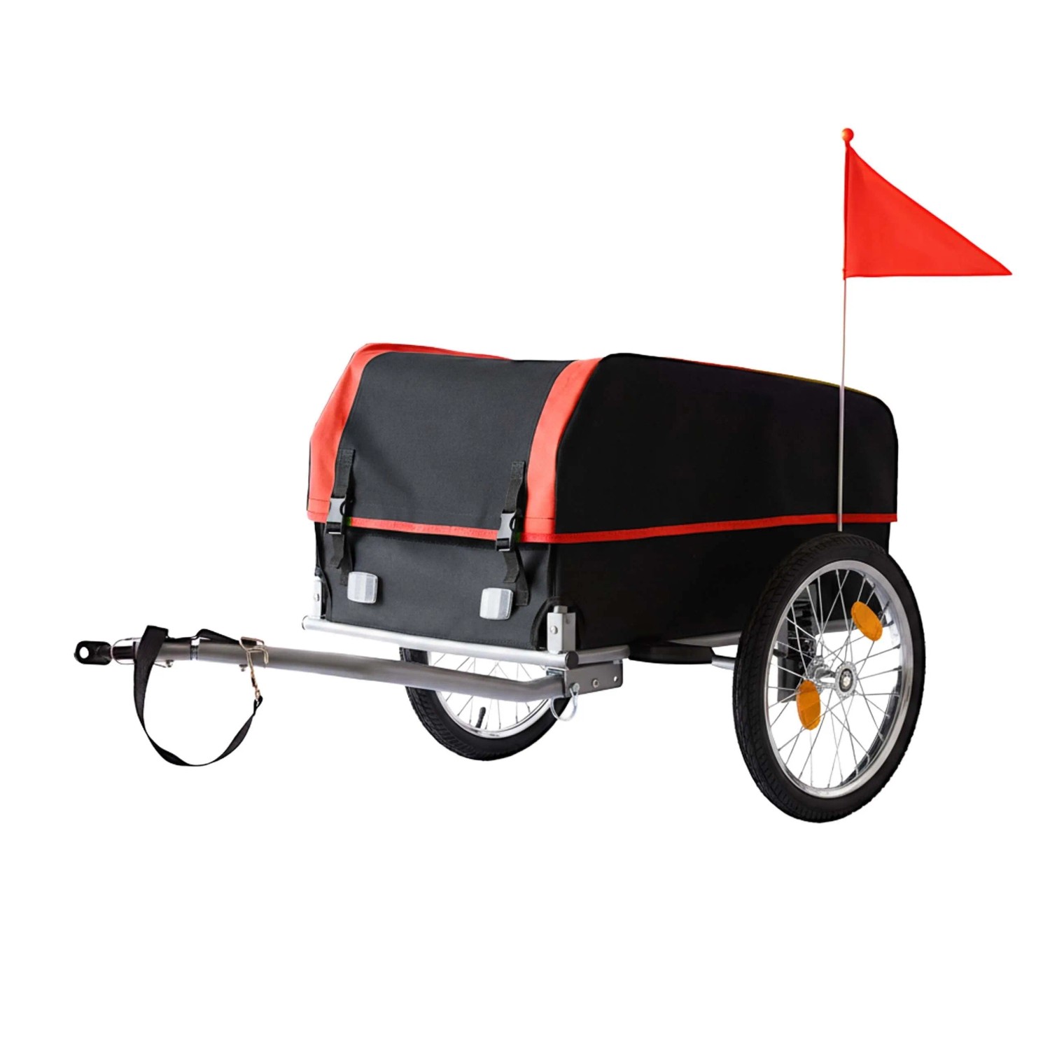 Relaxdays Fahrradanhänger Stahl Aluminium Schwarz Rot Klappbar 59 cm x 124 cm x 69 cm 9,7 kg