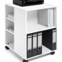 Weißer, offener Durable Multifunktionswagen mit Drucker, Ordnern und Rollen. Bürocontainer für mehr Ordnung.