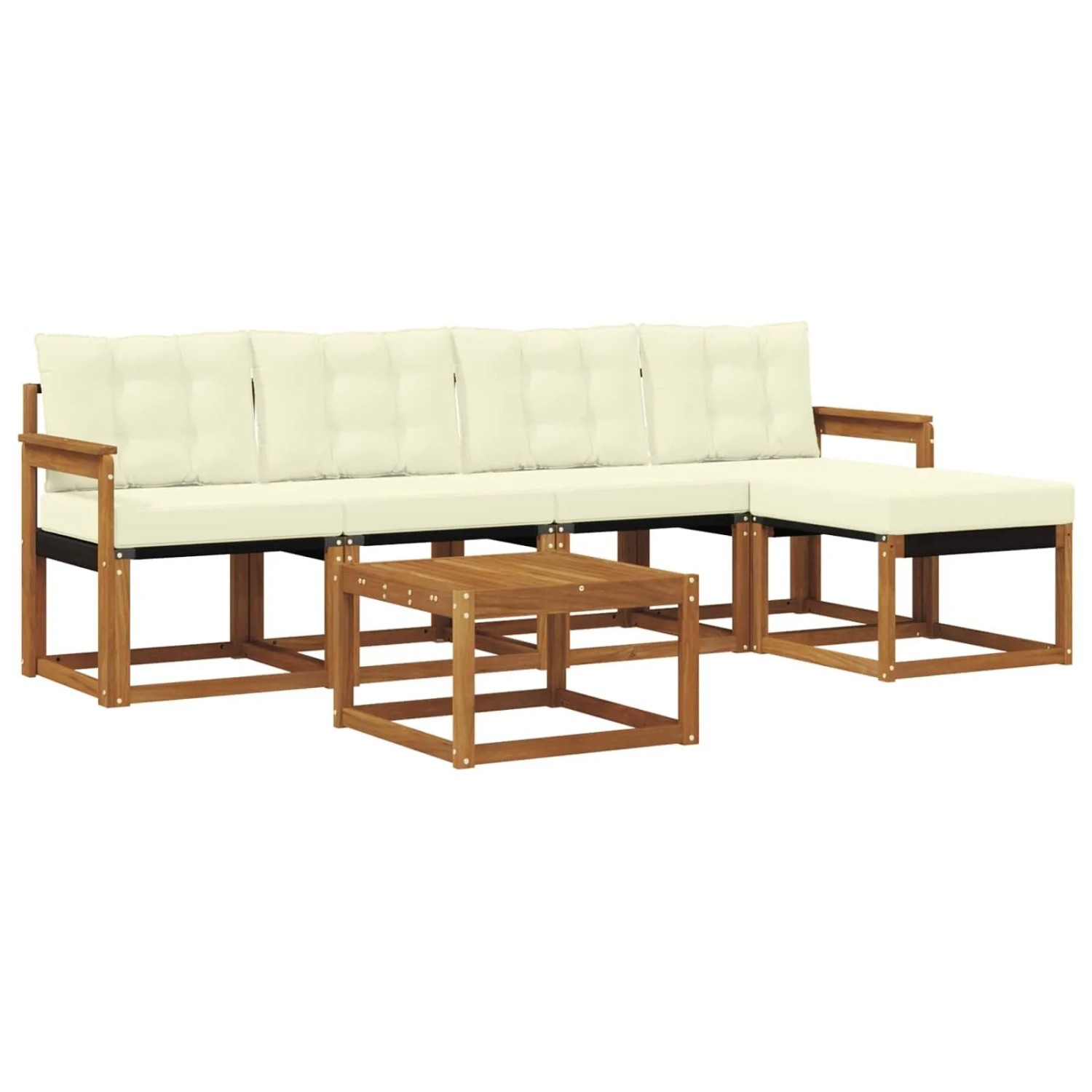 vidaXL Outdoor-Sofagarnitur mit Kissen 6-Tlg Natur und Creme 3368585