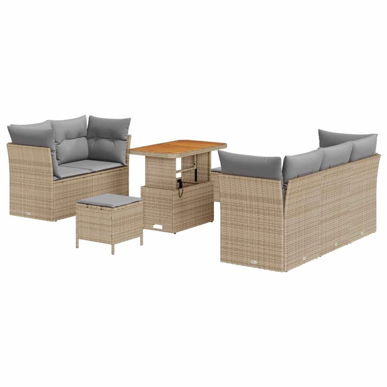 vidaXL Garten-Sofa-Set Höhenverstellbar 8-Tlg Beige Poly Rattan 3361432 günstig online kaufen
