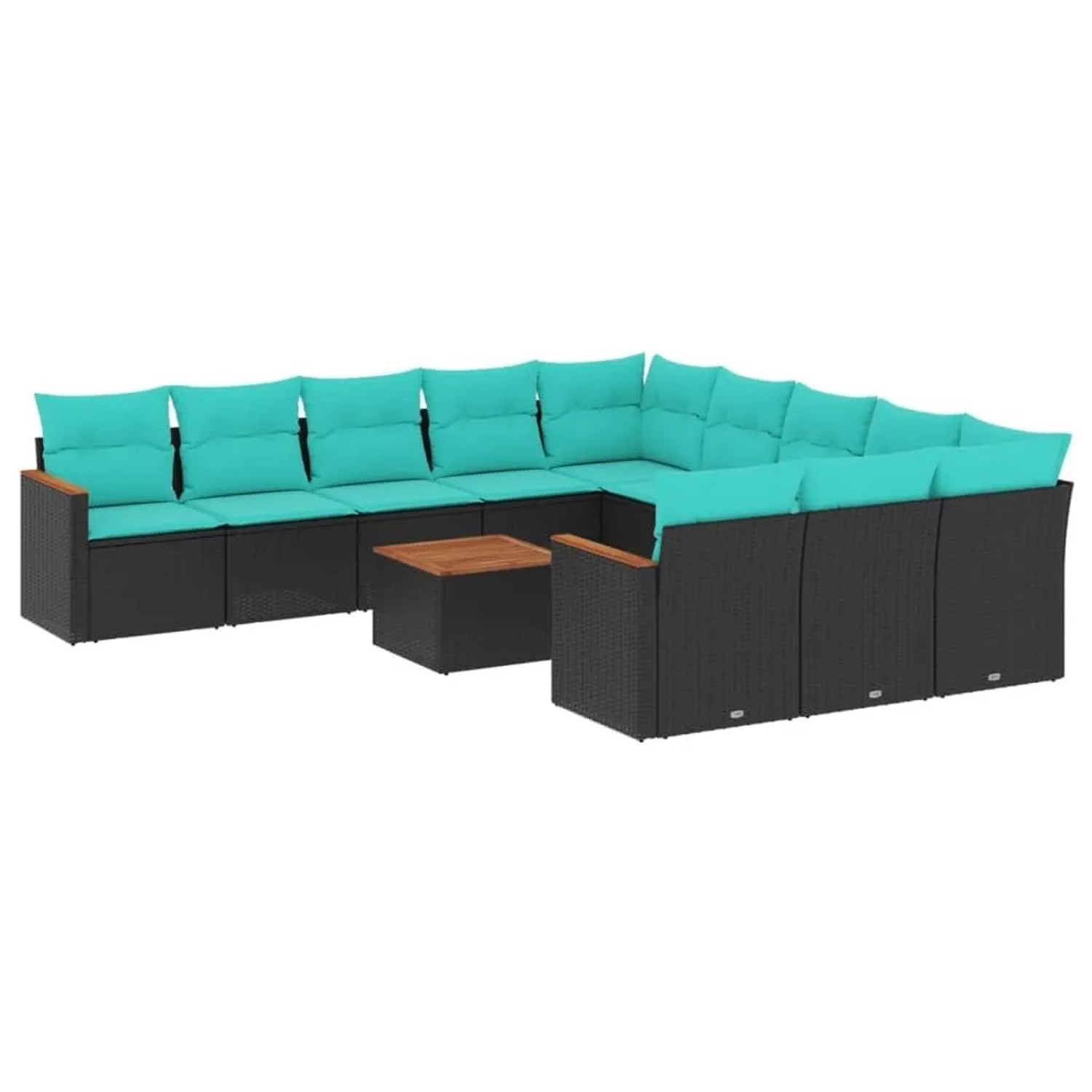 vidaXL 12-Tlg Gartensofa-Set mit Kissen Schwarz Polyrattan 3226435 günstig online kaufen