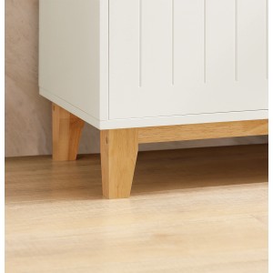 Detailansicht: Weißes Sideboard FSB75-WN von SoBuy mit Füßen aus Kautschukholz.