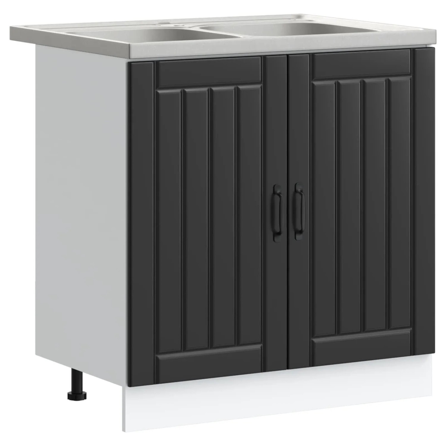 vidaXL Waschbecken-Unterschrank Lucca 2 Stk Schwarz Holzwerkstoff 3315012