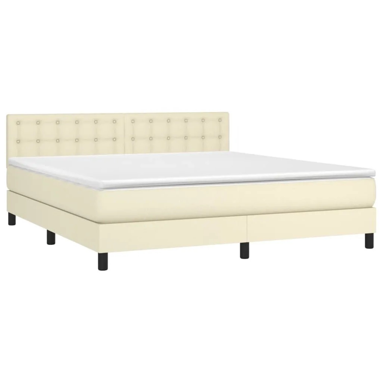 vidaXL Boxspringbett mit Matratze & LED Creme 180x200 cm Kunstleder 3134239