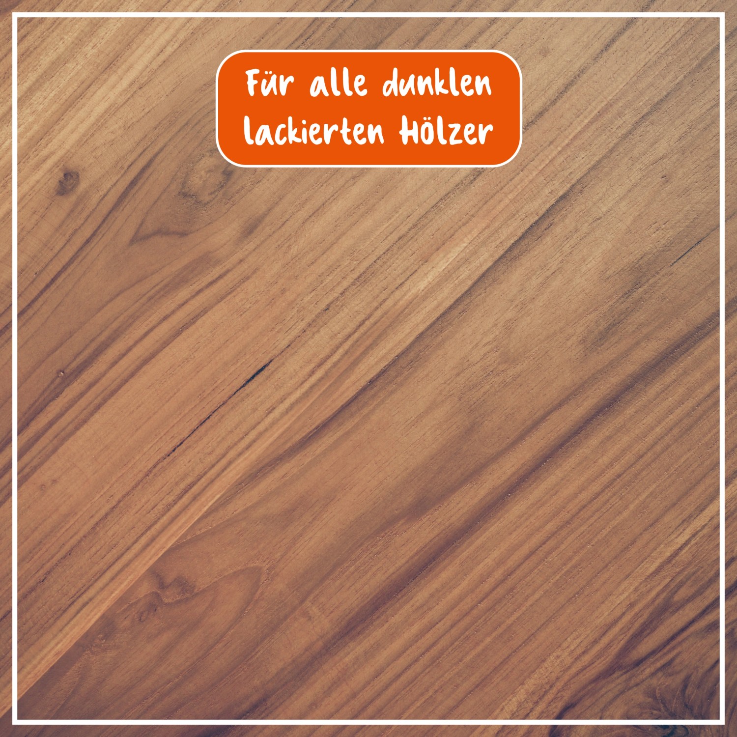 Holzoberfläche, behandelt mit Poliboy fixneu Politur dunkel für dunkle Möbel und Täfelungen.