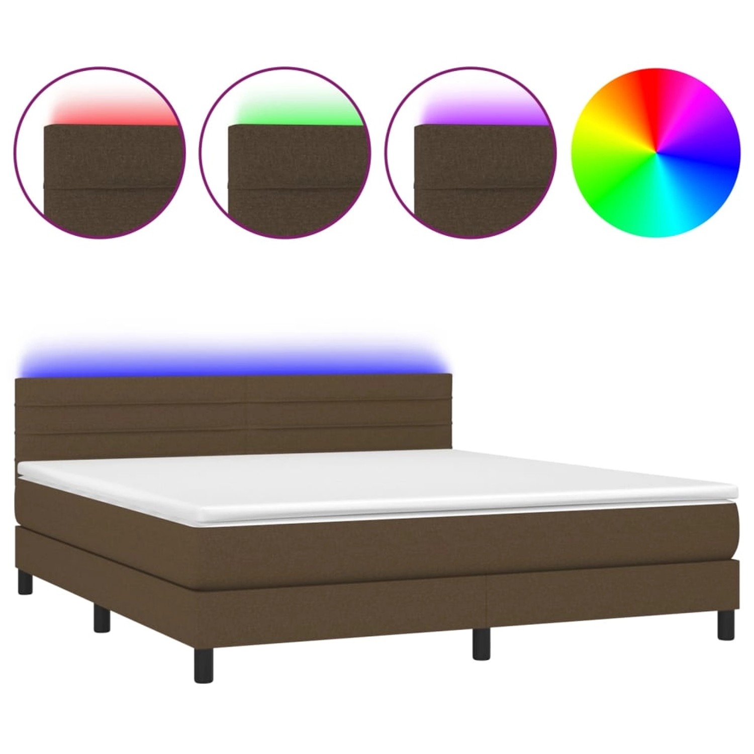 vidaXL Boxspringbett mit Matratze & LED Dunkelbraun 180x200 cm Stoff 313325 günstig online kaufen
