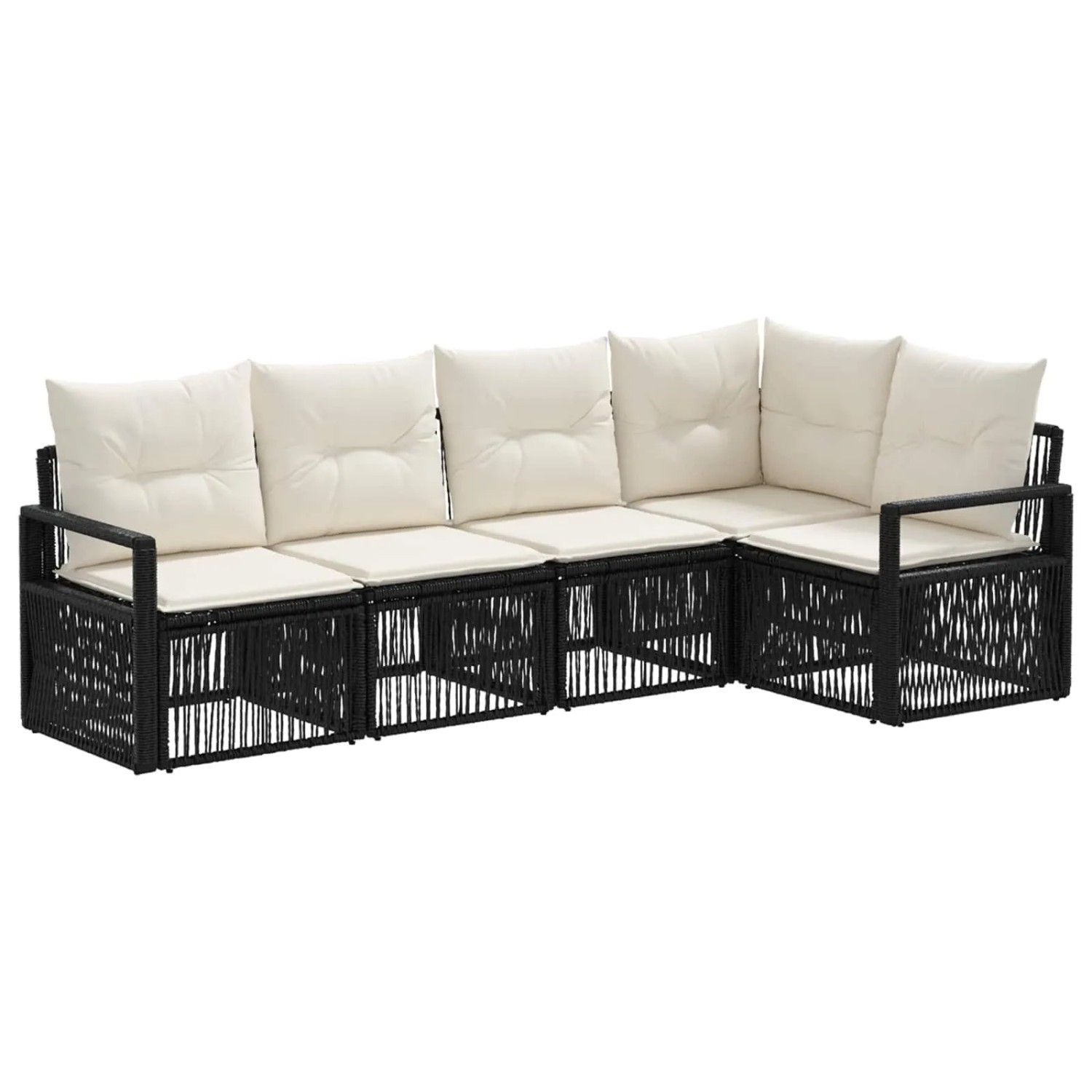vidaXL Gartensofa-Set 5-Tlg Schwarz Poly-Rattan 3435709