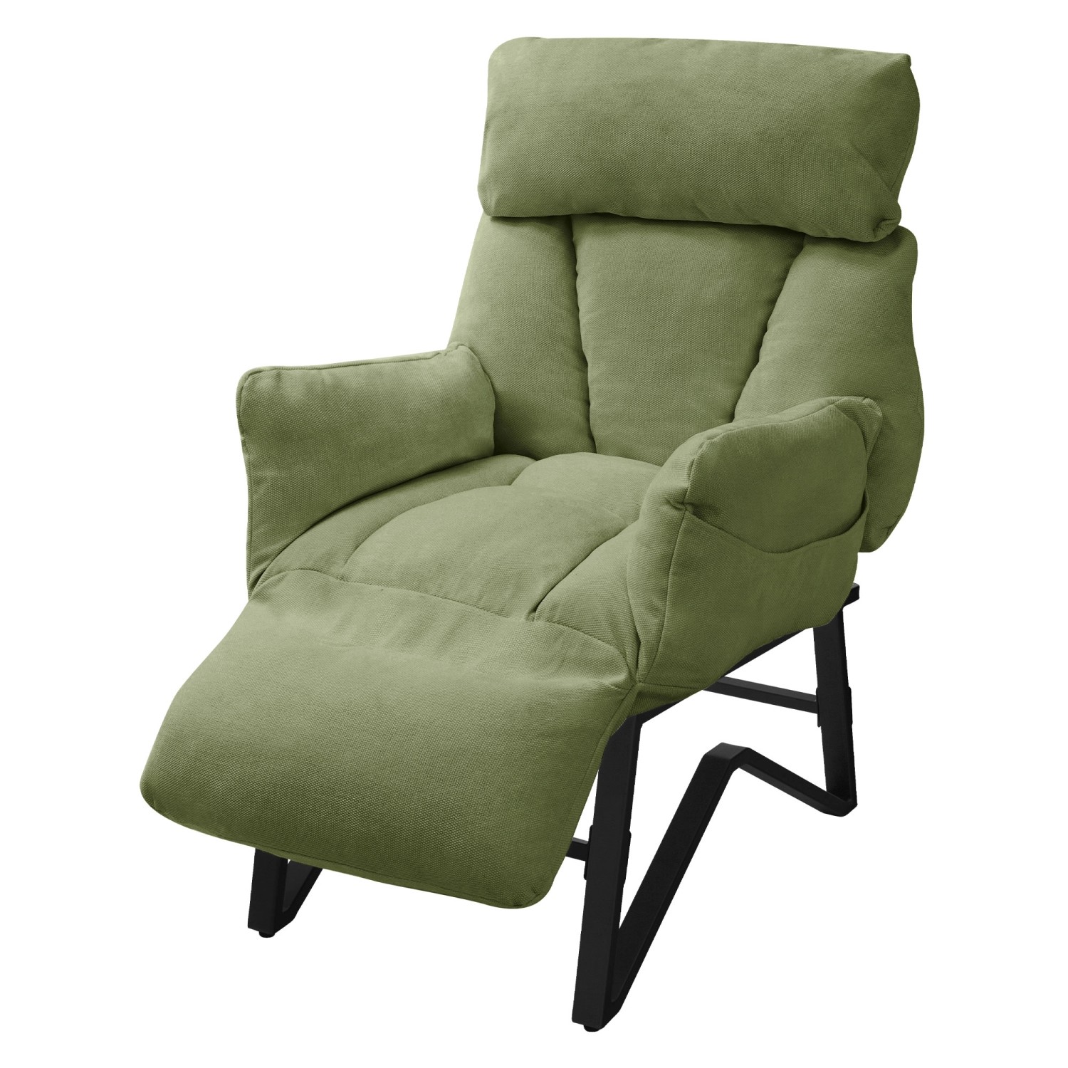 ML-Design Relaxsessel Grün Leinenbezug mit Armlehnen & Fußablage günstig online kaufen