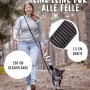 Schwarze Rudelkönig Hundeleine Bella, 15mm breit, 230cm lang, mit gepolstertem Griff. Frau mit Hund im Wald.