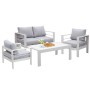 MeXo Gartenmöbel Set aus Aluminium Loungeset für 4 Personen Weiß