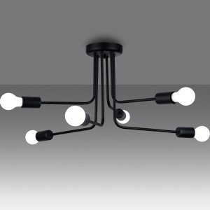 Schwarzer Kronleuchter Norah 6 von Sollux Lighting, moderne Lampe mit sechs Leuchten.
