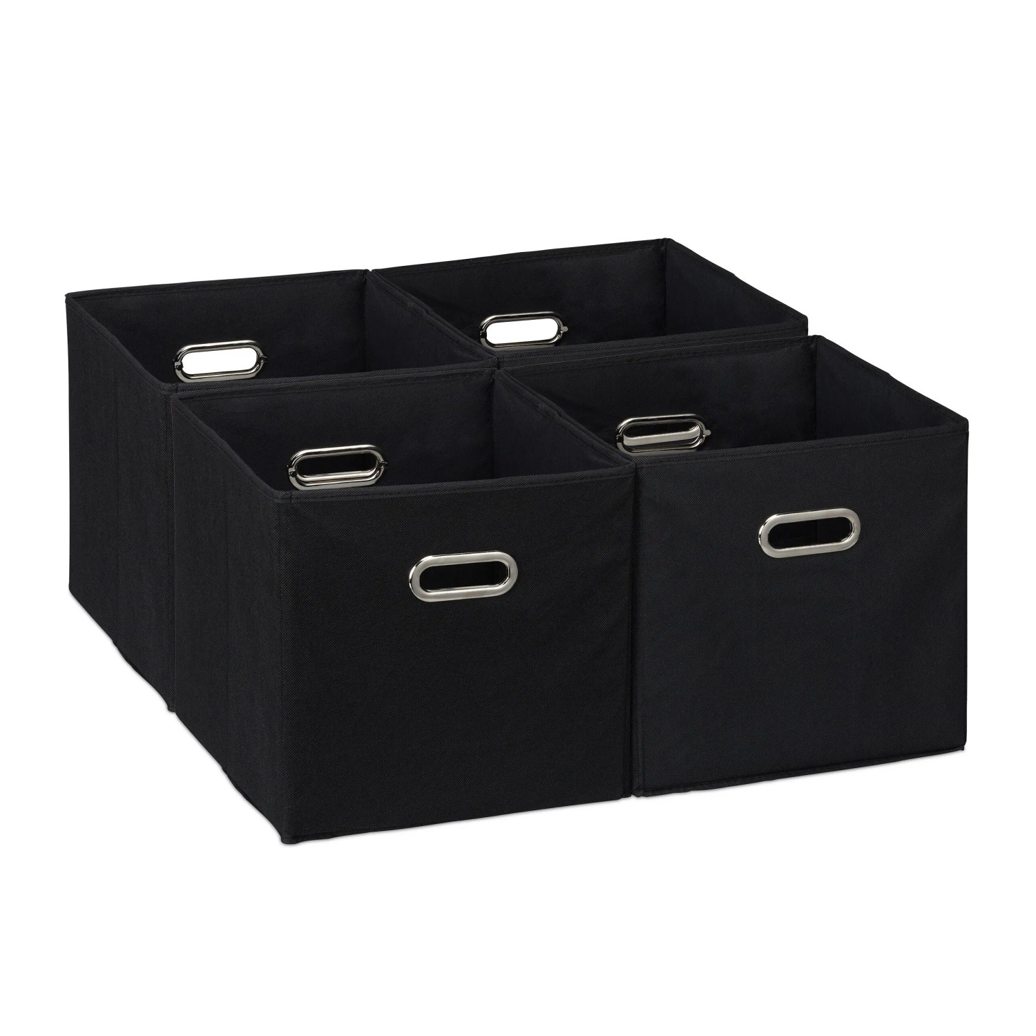 Relaxdays Aufbewahrungsbox 4er Set Polyester Schwarz Faltbar 30 cm x 30 cm x 30 cm