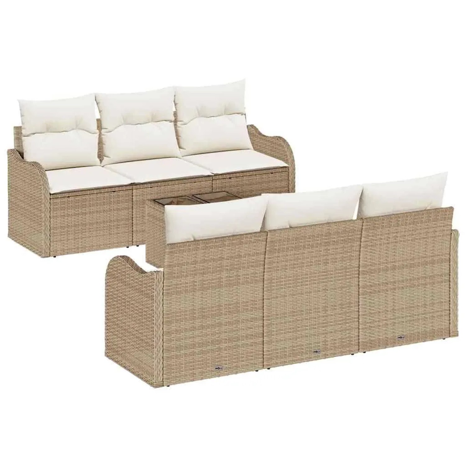 vidaXL Gartensofa-set Beige 55 x 55 x 37 cm Poly-Rattan 3345591 günstig online kaufen